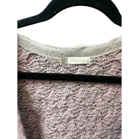 Anthropologie Hinge Women's V-Neck Knit Oversized Cardigan Sz M Purple Gray - Picture 5 of 7